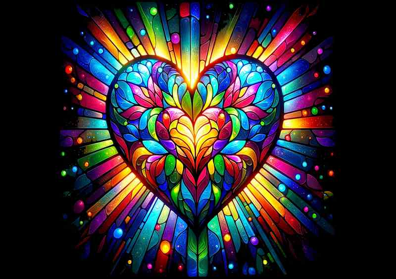 Stained Glass Heart Colorful Love Art | Di-Bond
