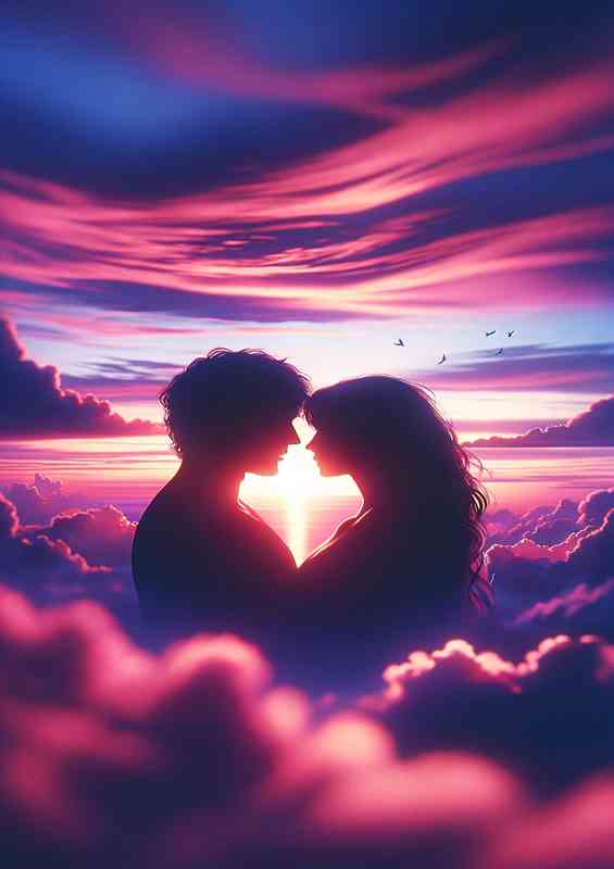 Love Silhouette Sunset CloseUp Above The Clouds | Di-Bond