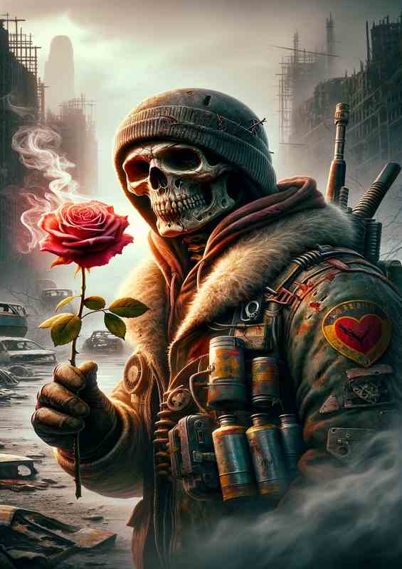 Post Apocalyptic Romantic Skull Warrior looking for love | Canvas