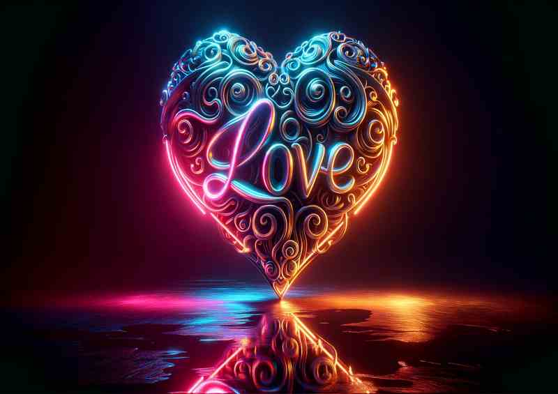 Glow Love Embossed Heart Sculpture | Di-Bond