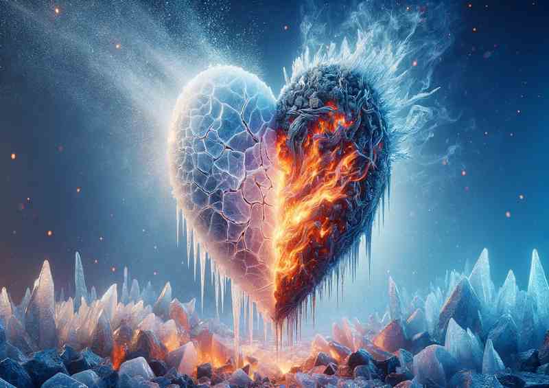 Heart Ice and Fire Fusion featuring a heart shape | Di-Bond