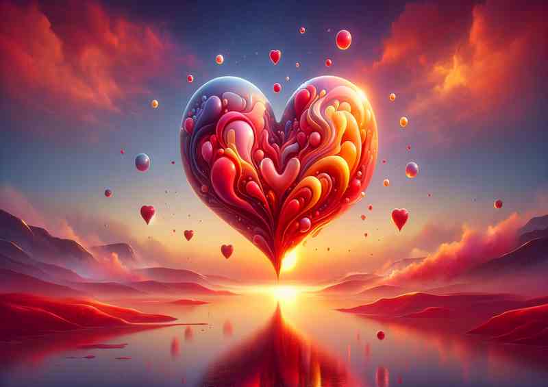 Heart Sunset Love Dreamscape Illustration | Poster