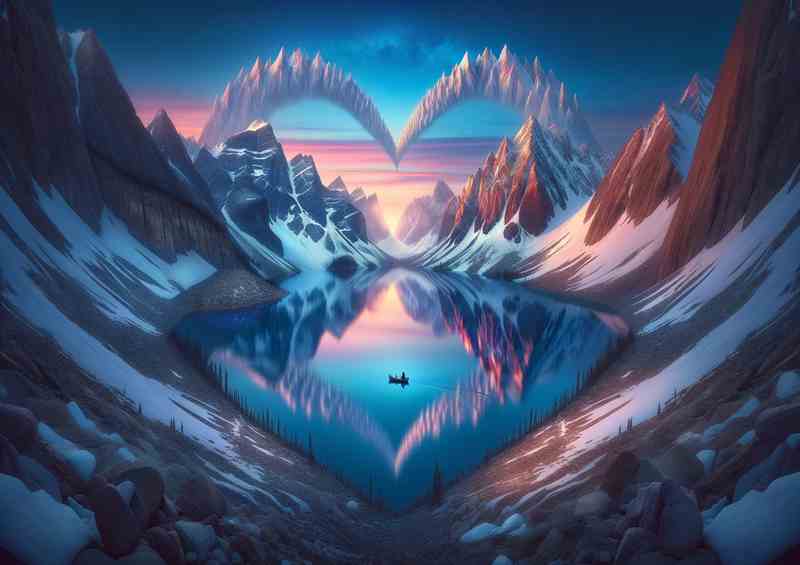 Heartfelt Journey Majestic Mountain Heart Lake | Poster