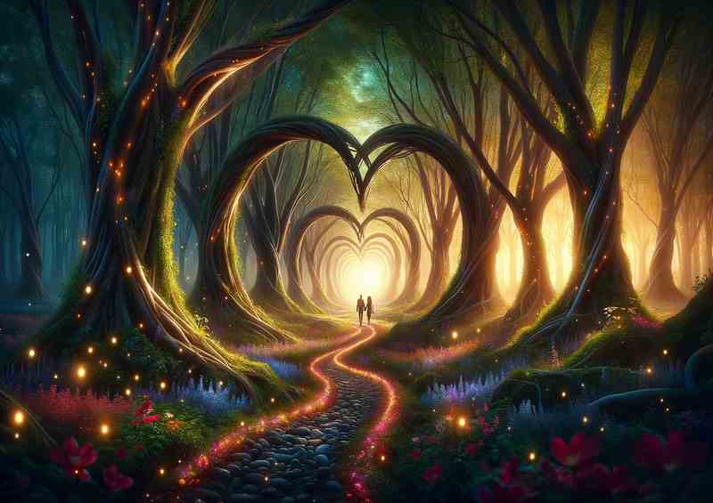 Love Enchanted Forest Heart Path forest scene | Canvas