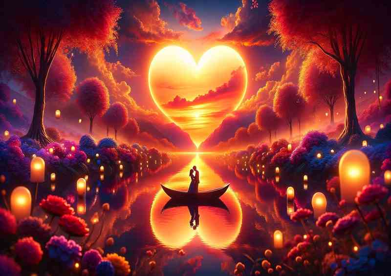 Romantic Sunset Heart Reflection breathtaking sunset | Canvas