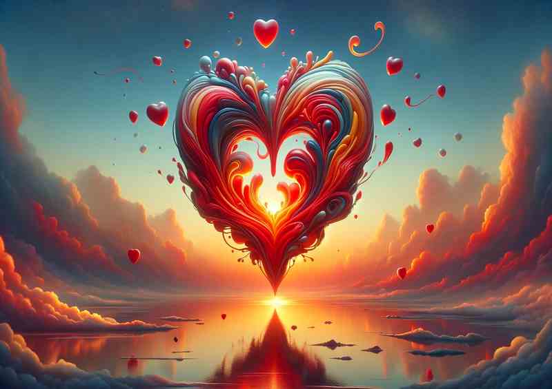 Surreal Heart Sunset Love Dreamscape | Poster