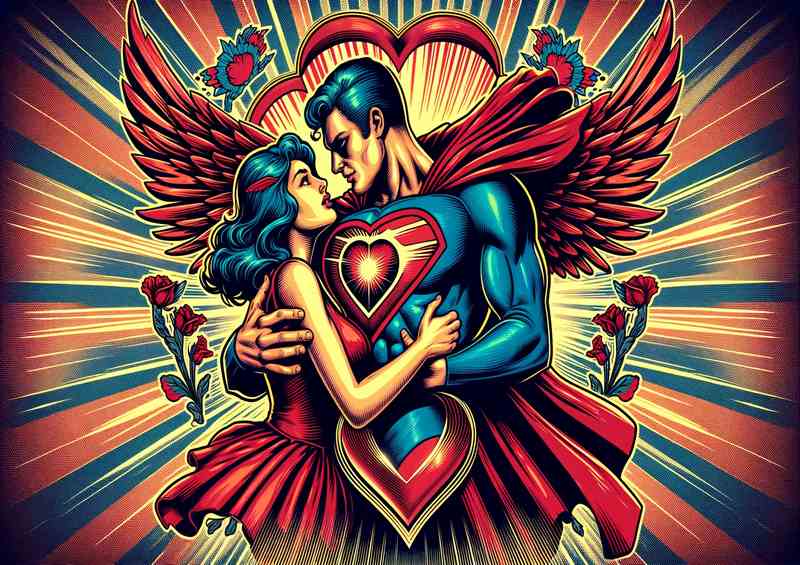 Vintage Superhero Romance Illustration classic superhero | Canvas
