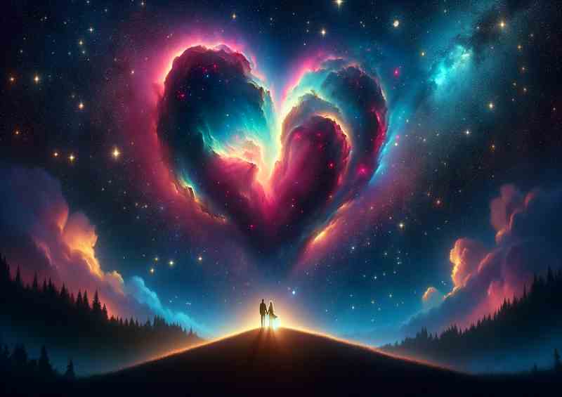 Whisper of Passion Starlit Heart Nebula Sky | Poster