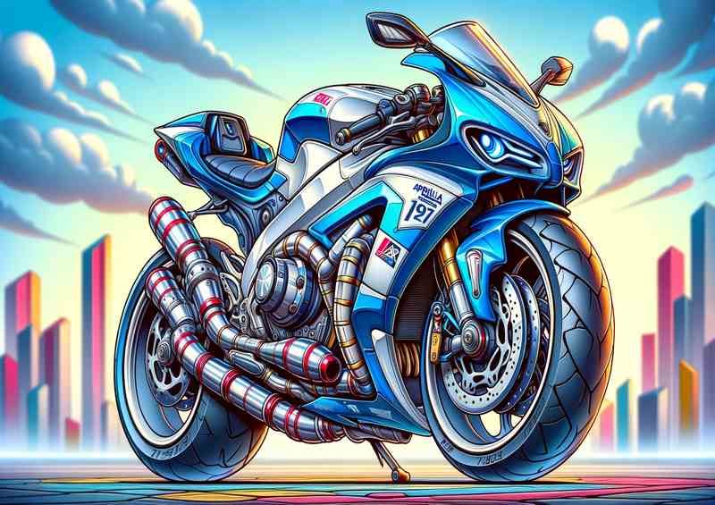 Cartoon Aprilia Tuono Motorcycle Art | Canvas