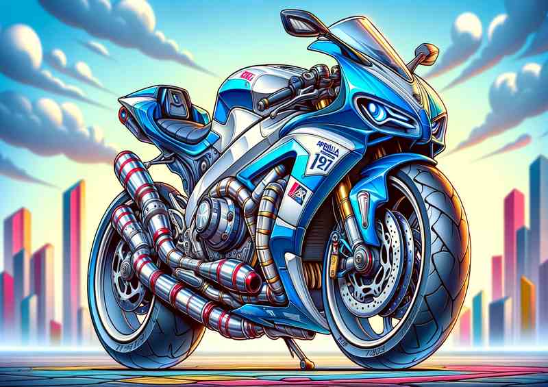 Cartoon Aprilia Tuono Motorcycle Art | Poster