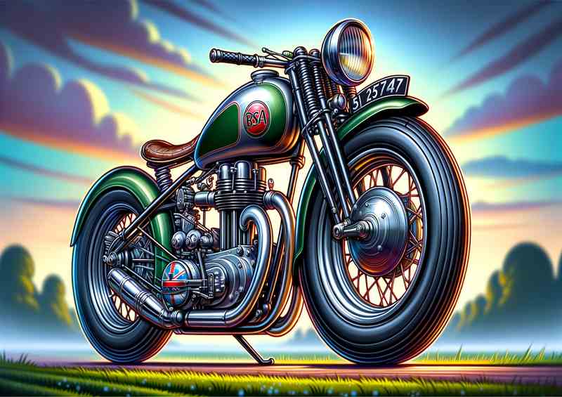 Cartoon BSA Bantam Motorcycle Art | Poster