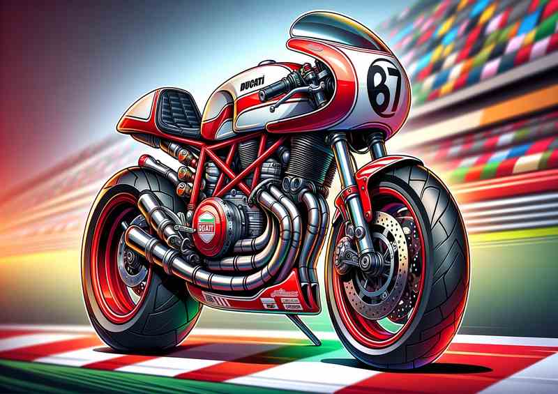 Cartoon Ducati 350 Desmo Art | Poster