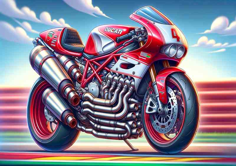 Cartoon Ducati 900SS Motorcycle Art | Canvas