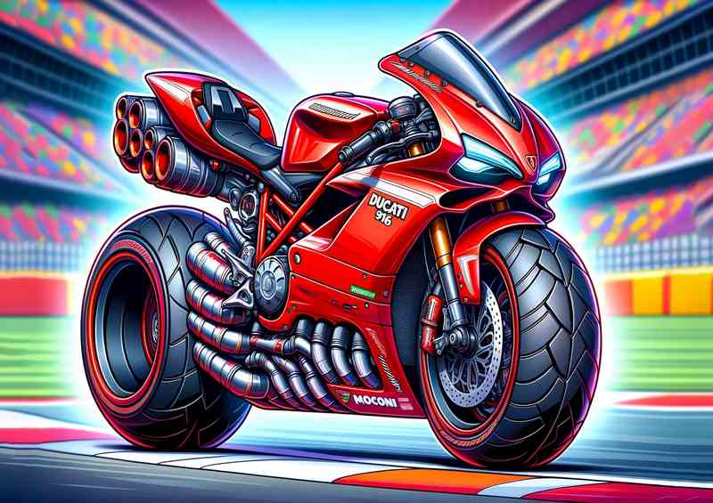Cartoon Ducati 916 Motorcycle Art | Poster
