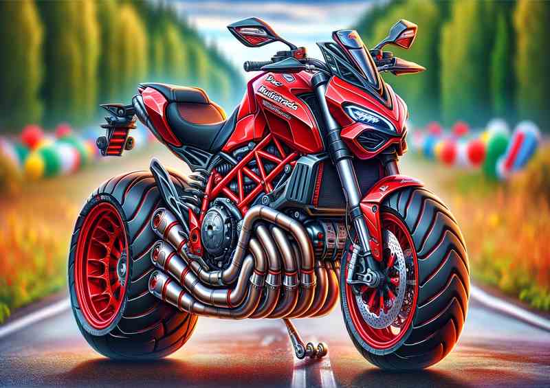 Cartoon Ducati Multistrada Motorcycle Art | Canvas