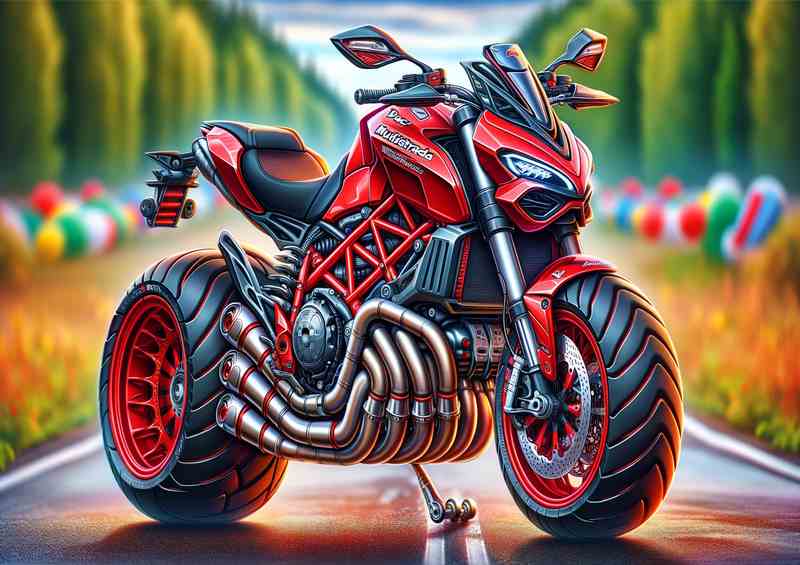 Cartoon Ducati Multistrada Motorcycle Art | Poster
