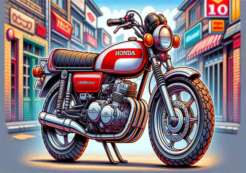 Cartoon Honda 90 Motorcycle Art | Poster