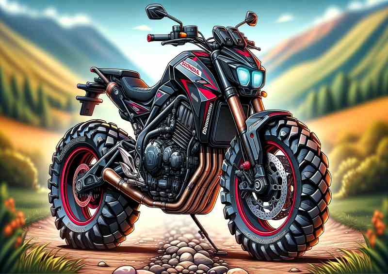 Cartoon Honda Dominator 650 Motorcycle Art | Canvas