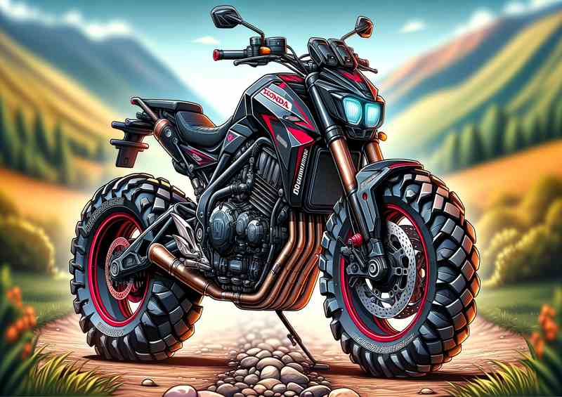 Cartoon Honda Dominator 650 Motorcycle Art | Poster