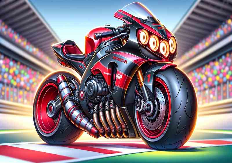Cartoon Honda SP1 Motorcycle Art | Poster