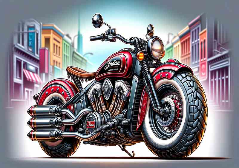 Cartoon Indian Scout Motorcycle Art | Canvas