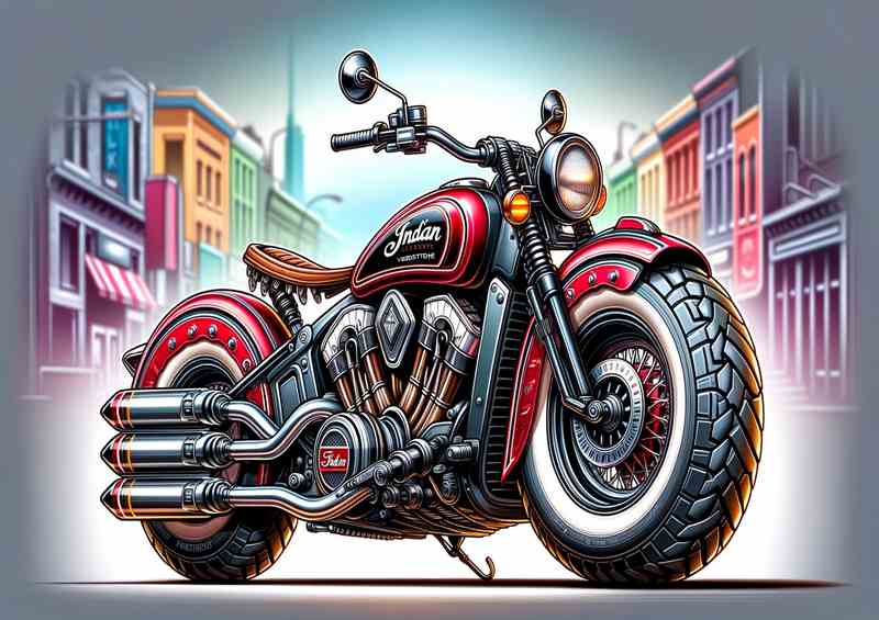 Cartoon Indian Scout Motorcycle Art | Poster