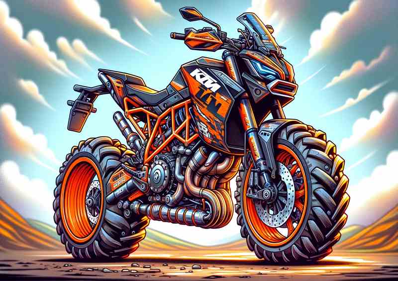 Cartoon KTM 1190 Motorcycle Art | Poster