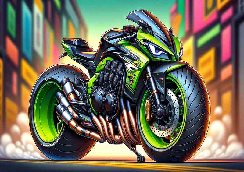 Cartoon Kawasaki Z900 Art | Canvas