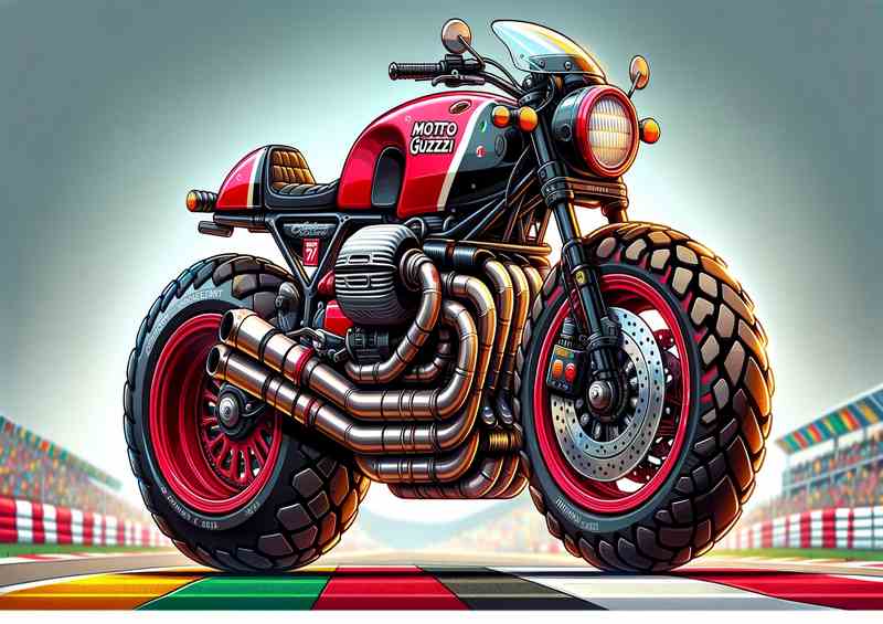 Cartoon Moto Guzzi Le Mans Motorcycle Art_ | Di-Bond