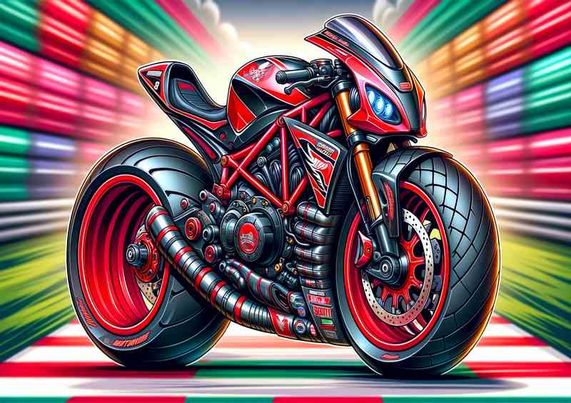 Cartoon Moto Morini 350 Sport Motorcycle Art | Canvas
