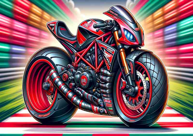 Cartoon Moto Morini 350 Sport Motorcycle Art | Poster