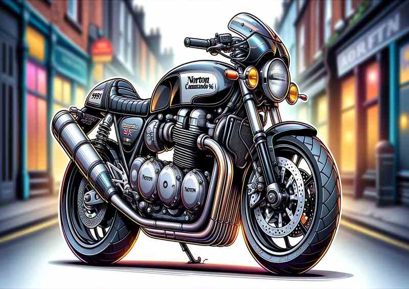 Cartoon Norton Commando 961 Motorcycle Art | Canvas