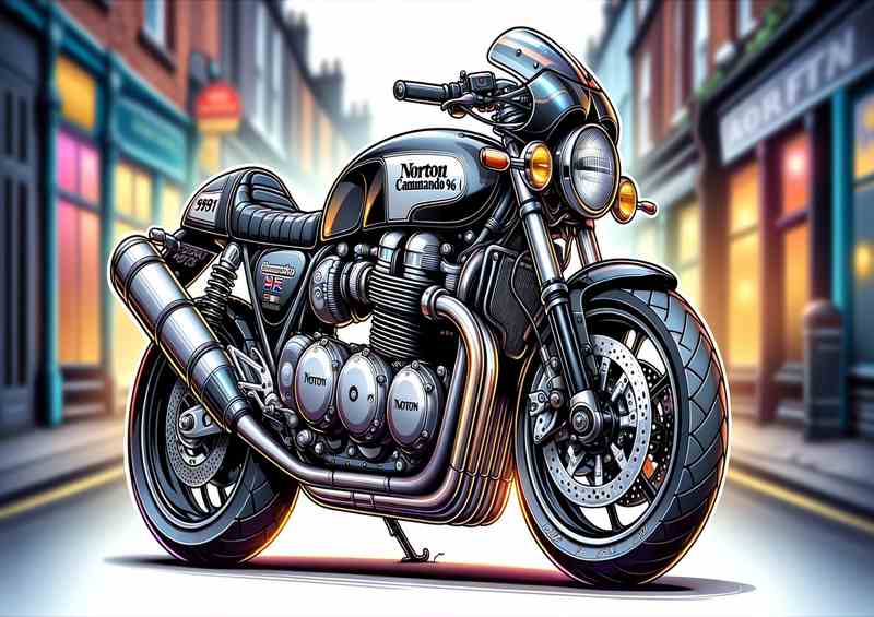Cartoon Norton Commando 961 Motorcycle Art | Poster