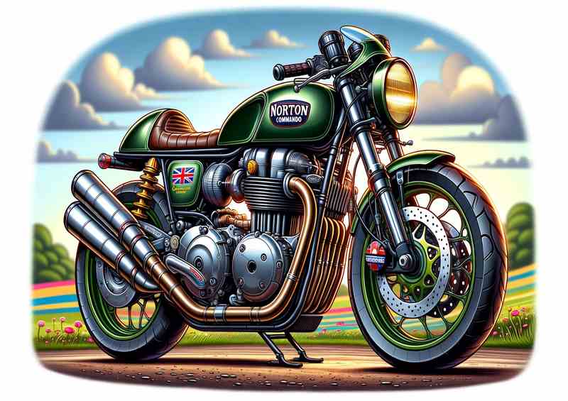 Cartoon Norton Commando Motorcycle Art | Poster