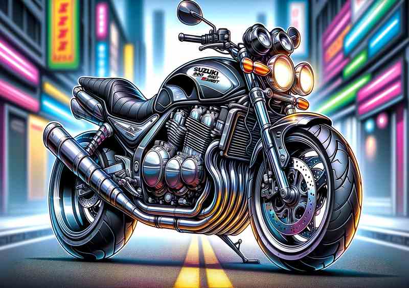 Cartoon Suzuki 600 Bandit Motorcycle Art | Canvas