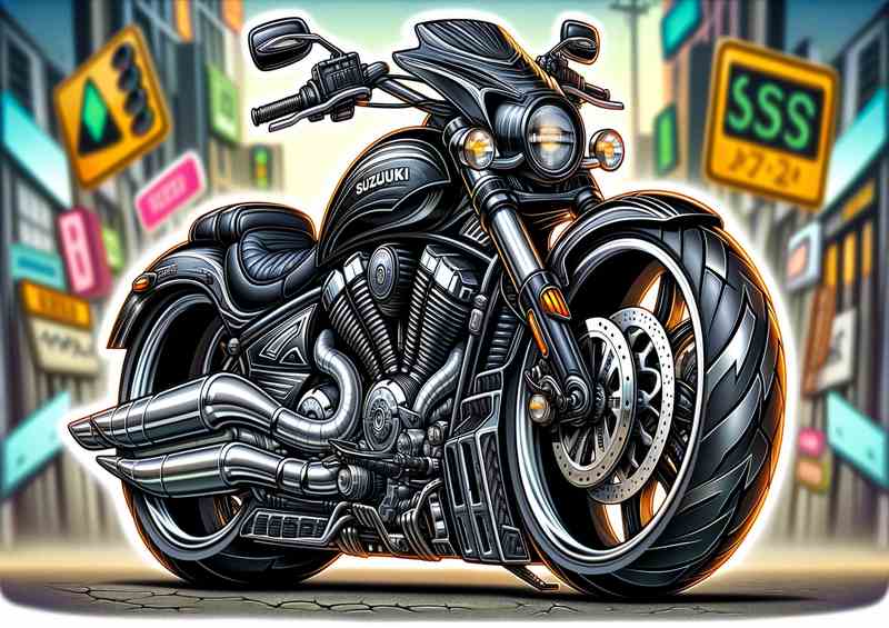 Cartoon Suzuki Intruder Motorcycle Art | Canvas
