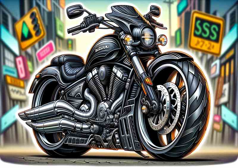 Cartoon Suzuki Intruder Motorcycle Art | Poster