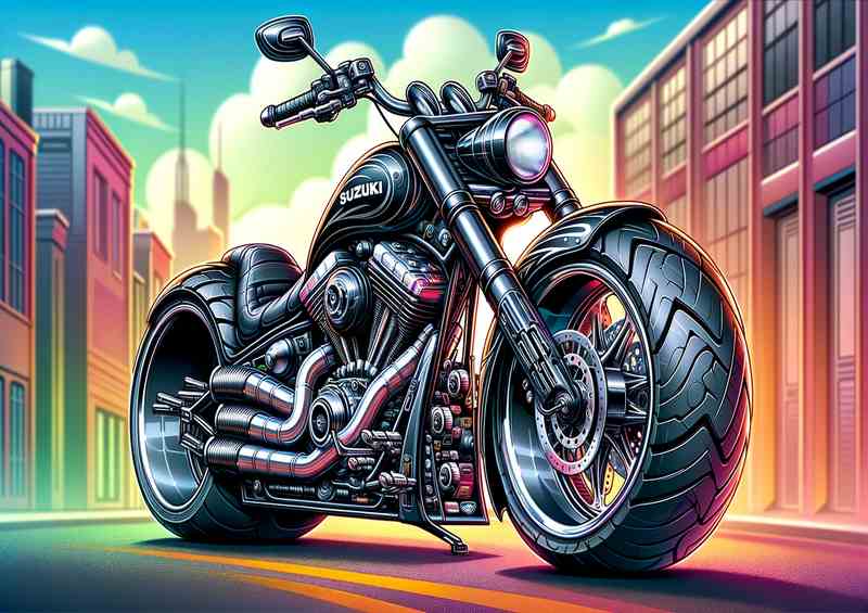 Cartoon Suzuki Marauder Motorcycle Art | Canvas