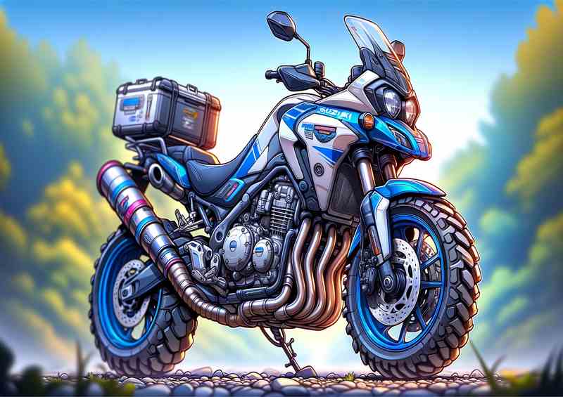 Cartoon Suzuki V Strom 650 Motorcycle Art | Canvas