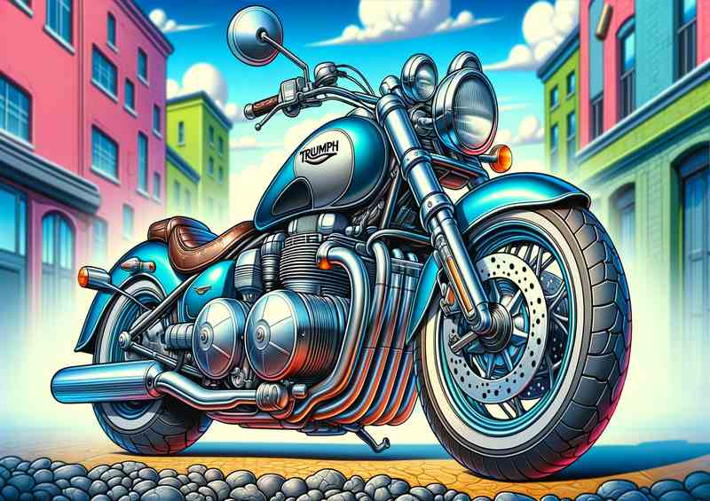 Cartoon Triumph Thunderbird 900 Motorcycle Art | Canvas