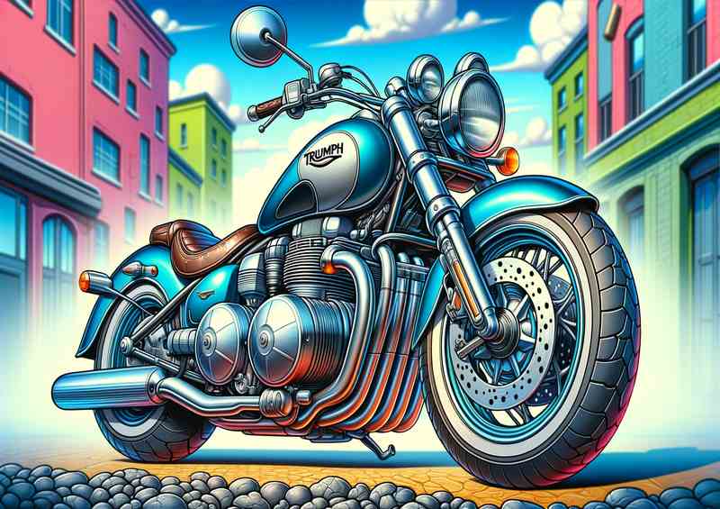 Cartoon Triumph Thunderbird 900 Motorcycle Art | Poster