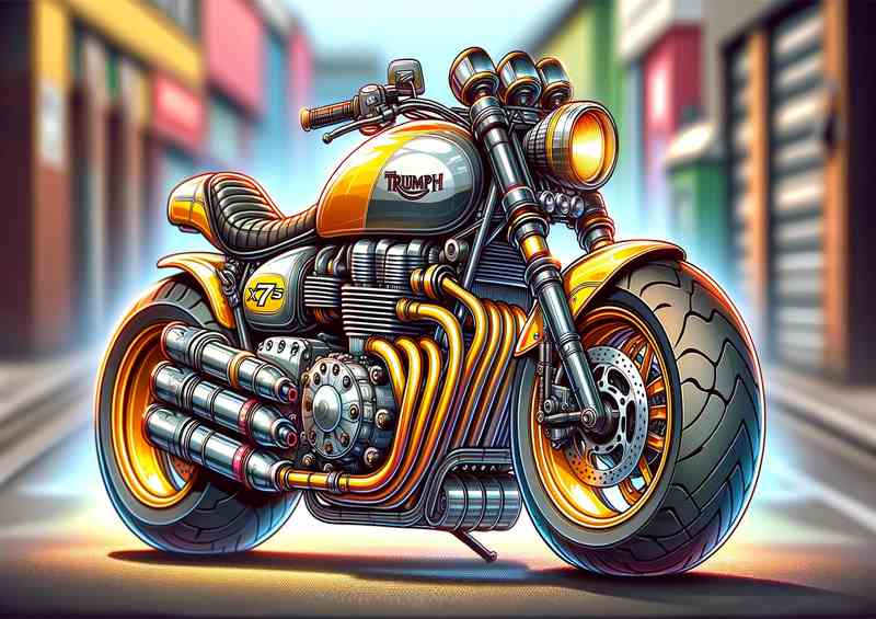 Cartoon Triumph X75 Hurricane Motorcycle Art so cool | Canvas