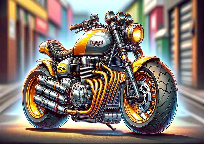 Cartoon Triumph X75 Hurricane Motorcycle Art so cool | Poster