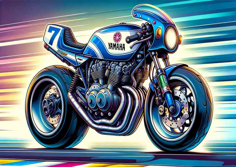 Cartoon Yamaha RD350LC Motorcycle Art | Poster