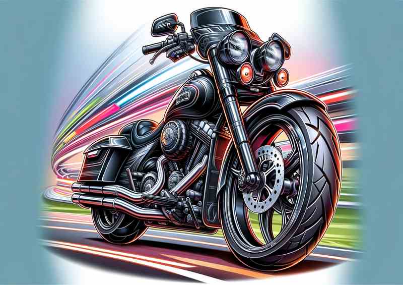 Cartoon Yamaha Road Star Motorcycle Art | Poster