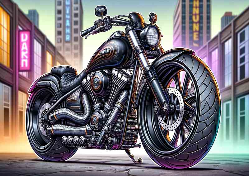 Cartoon Yamaha Virago Motorcycle Art | Canvas