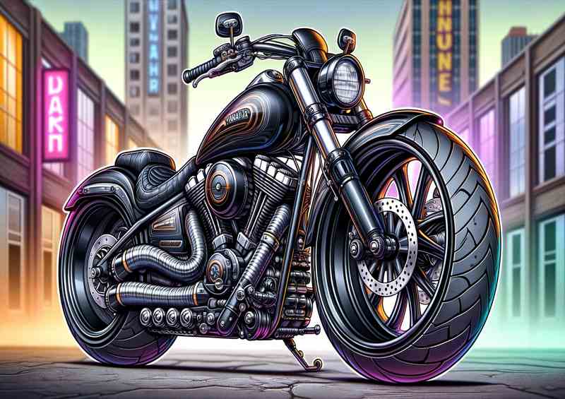 Cartoon Yamaha Virago Motorcycle Art | Poster