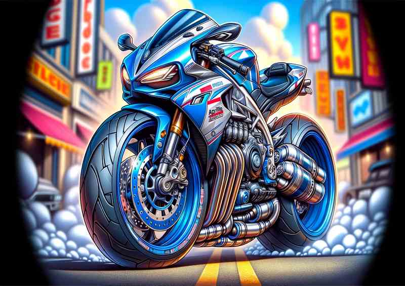 Cool Cartoon Aprilia Tuono Motorcycle Art | Poster