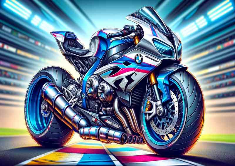 Cool Cartoon BMW HP4 Motorcycle Art | Di-Bond