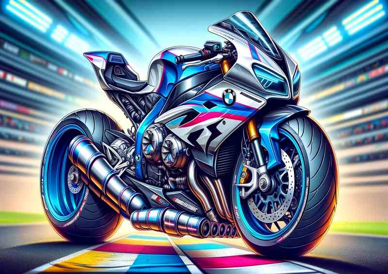 Cool Cartoon BMW HP4 Motorcycle Art | Poster